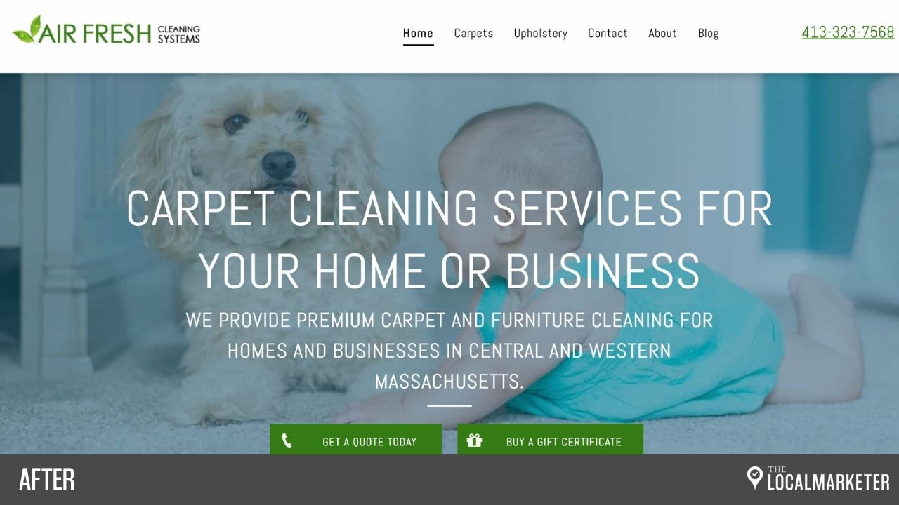 Screenshot of Air Fresh website after redesign.