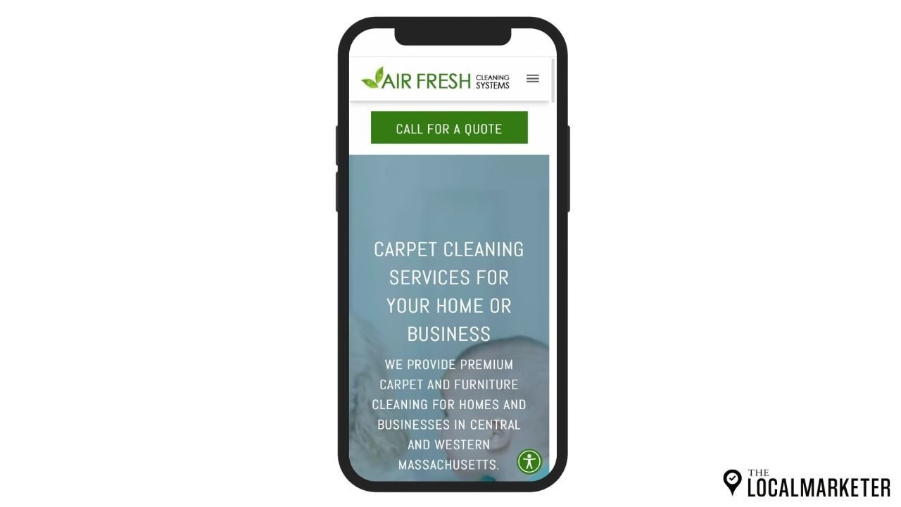 Photo of Air Fresh website on mobile device.