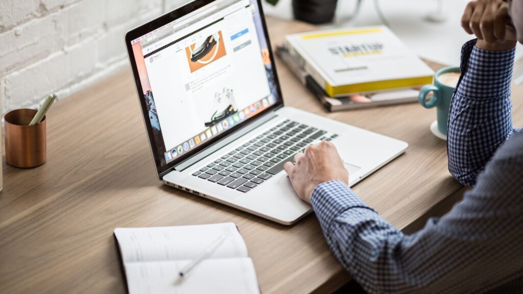 Photo showing a person looking at a church website.