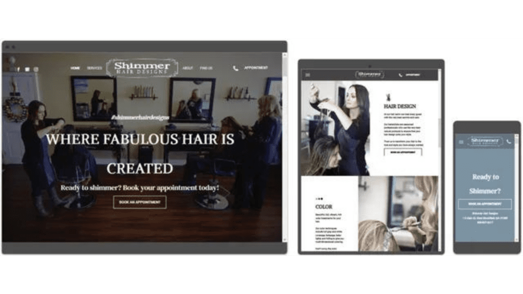 Shimmer Hair Designs on multiple devices.