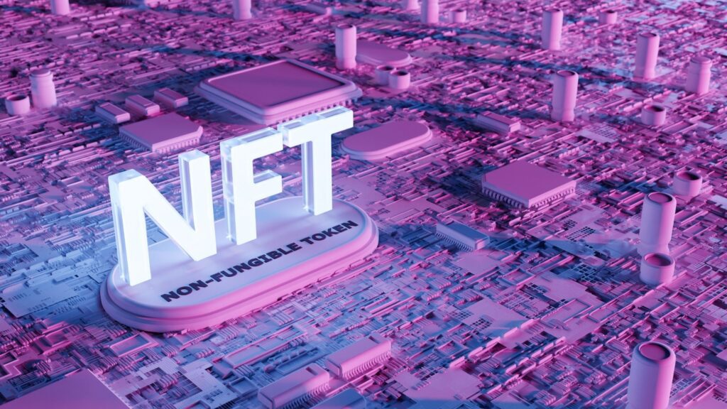 Graphic showing the letters NFT