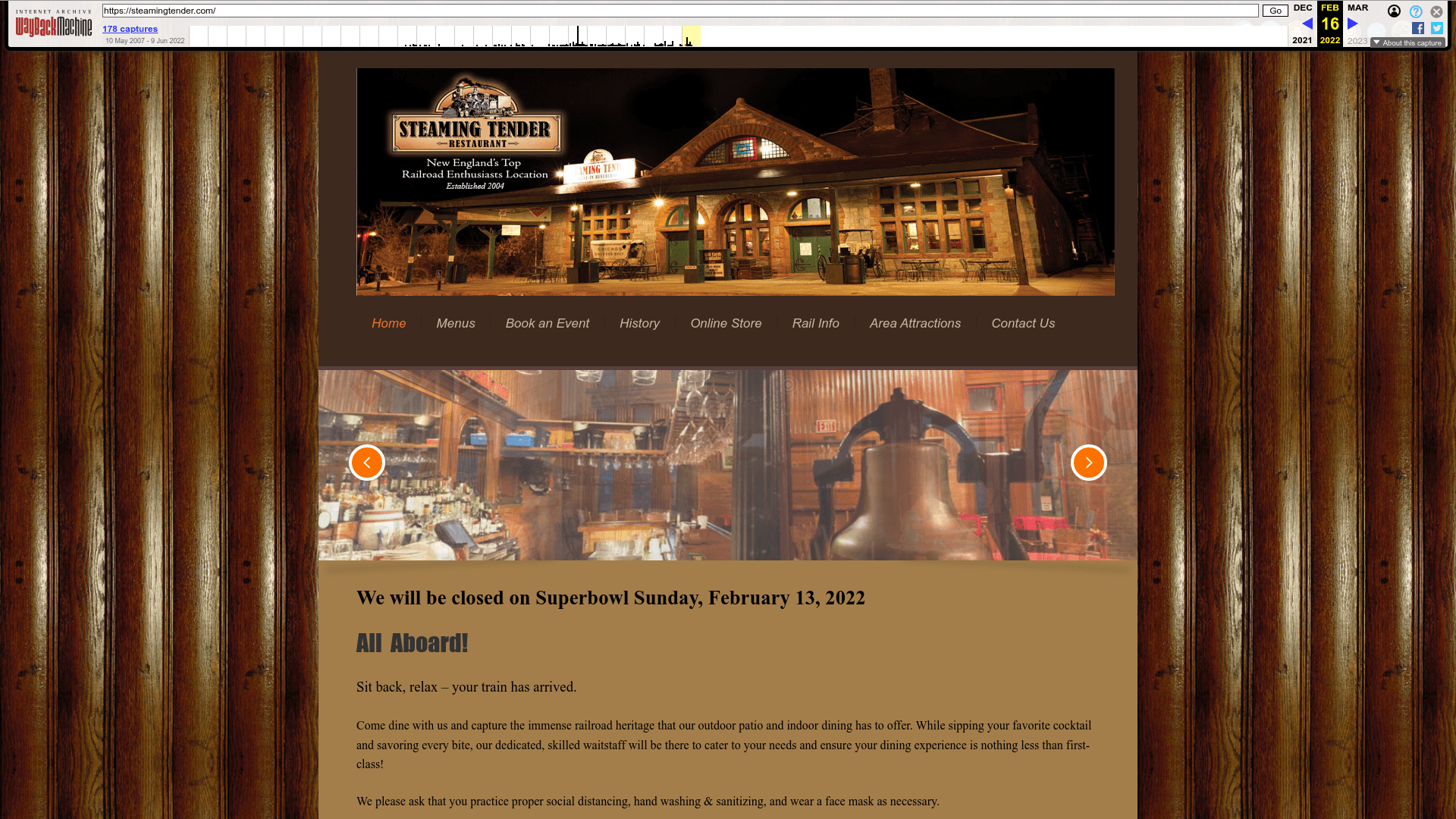 old-steaming-tender Screenshot of Steaming Tender website on archive.org.