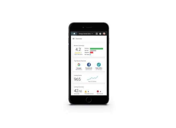 mobile view of reputation management app