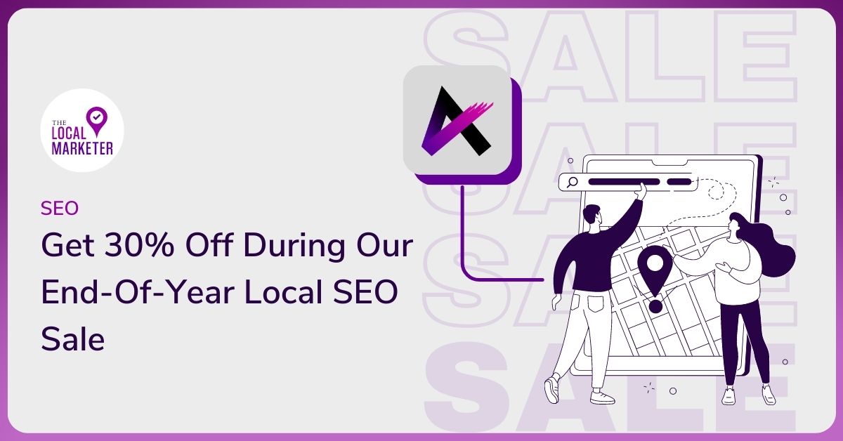 Graphic showing a Local SEO Sale The Local Marketer