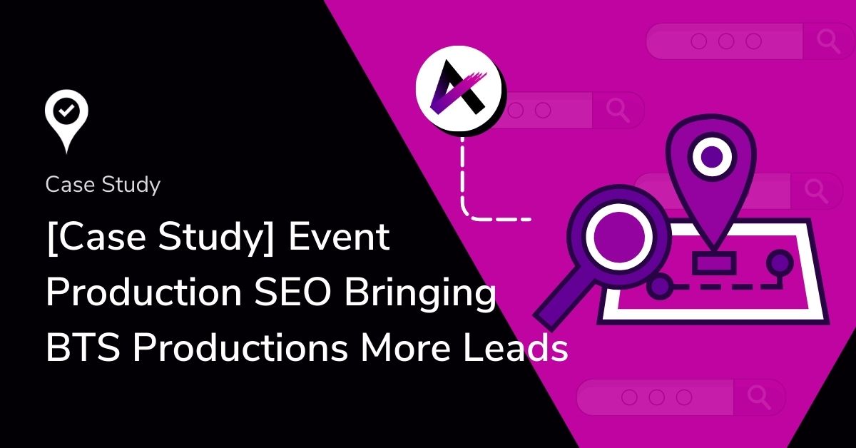 Graphic for event production seo for BTS prod The Local Marketer