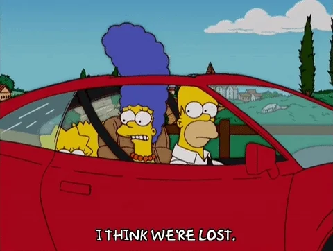 Simpson Marge saying 'we're lost'.