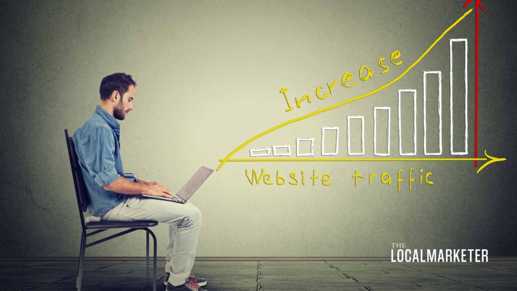 Graphic that reads increase website traffic with a hand drawn chart.